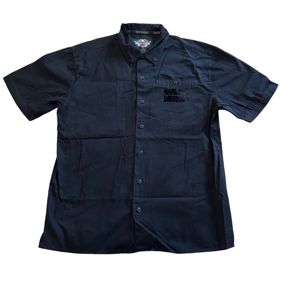 Harley-Davidson Black Short Sleeve Button Down Shirt Men’s Size Medium